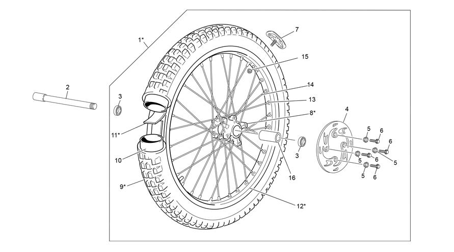 vue éclatée roue avant - sherco moto sherco 3.0 factory homologated fajardo 2020