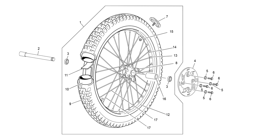 vue éclatée roue avant - sherco moto sherco 3.0 racing 2021