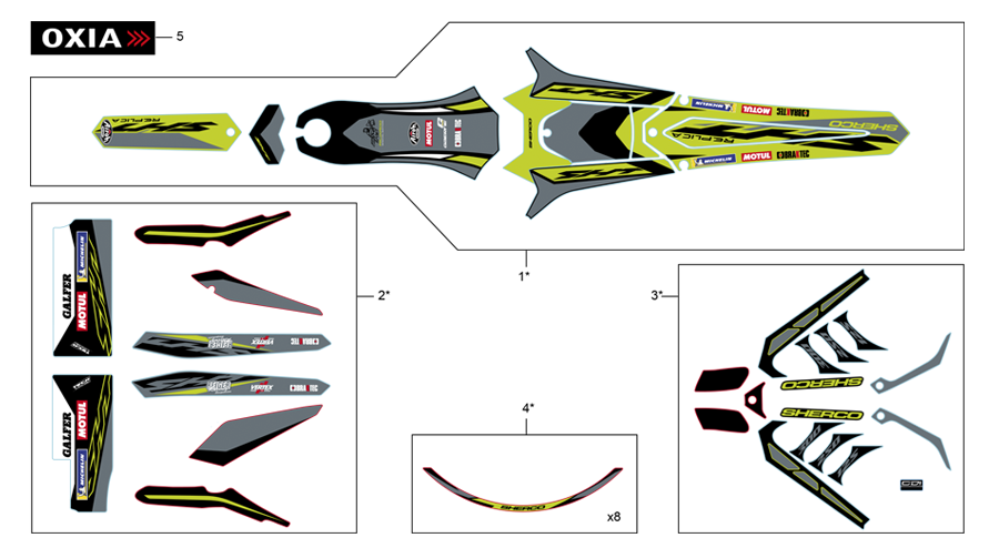vue éclatée adhésifs - sherco moto sherco 3.0 factory homologated replica 2021