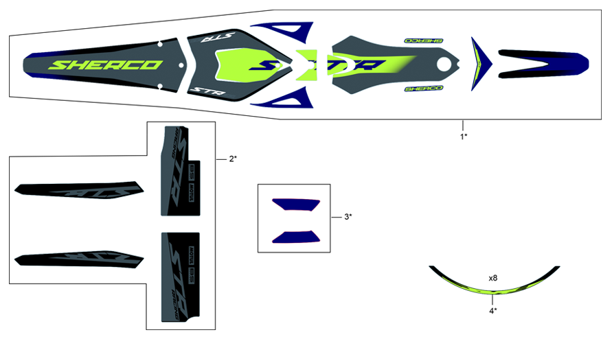 vue éclatée adhésifs - sherco 300 st-r racing 2023