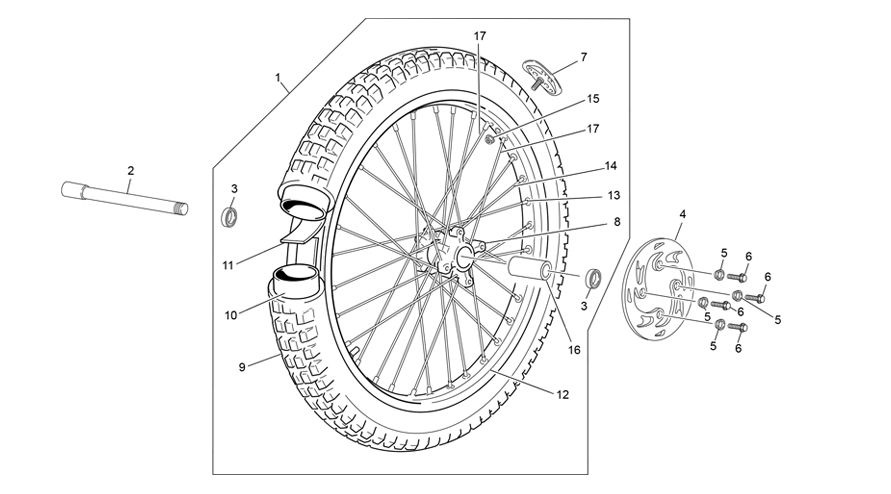 vue éclatée roue avant - sherco 300 st-f factory 2024