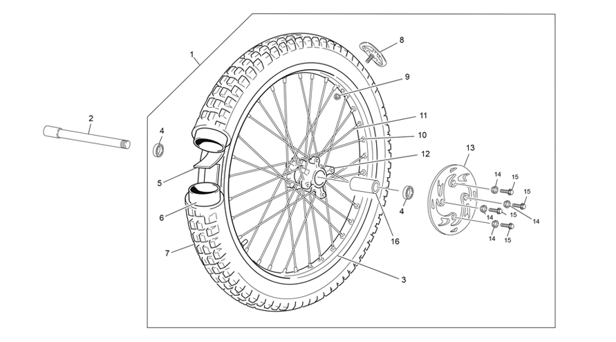 vue éclatée roue avant - sherco 300 st-access 2025
