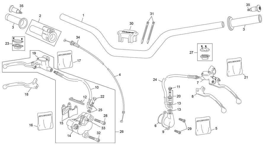 vue éclatée guidon - sherco 300 st-f factory ar68 2025