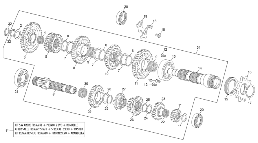 vue éclatée boite de vitesse - sherco 300 st-f factory ar68 2025