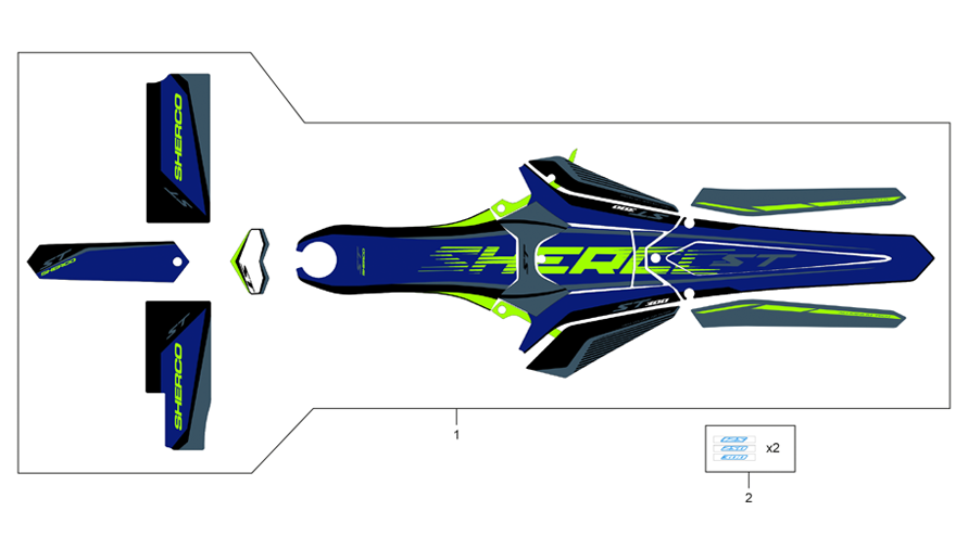 vue éclatée adhésifs - sherco 300 st-access homolo 2025