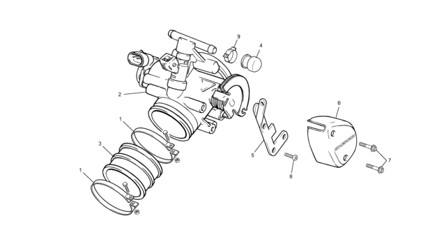 vue éclatée corps d'injection - sherco moto sherco enduro 450 2004