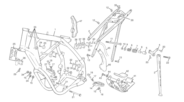 vue éclatée cadre - sherco moto sherco enduro 450 08 ohlins 2008