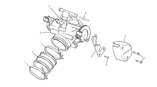 vue éclatée corps d'injection - sherco moto sherco enduro 450 09 ohlins 2009
