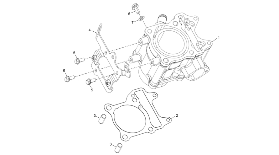 vue éclatée cylinder assembly - sherco 125 scorpa factory nardo grey 2026