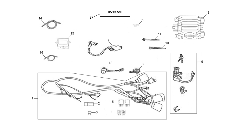 vue éclatée electrical system - sherco 125 scorpa factory nardo grey 2026