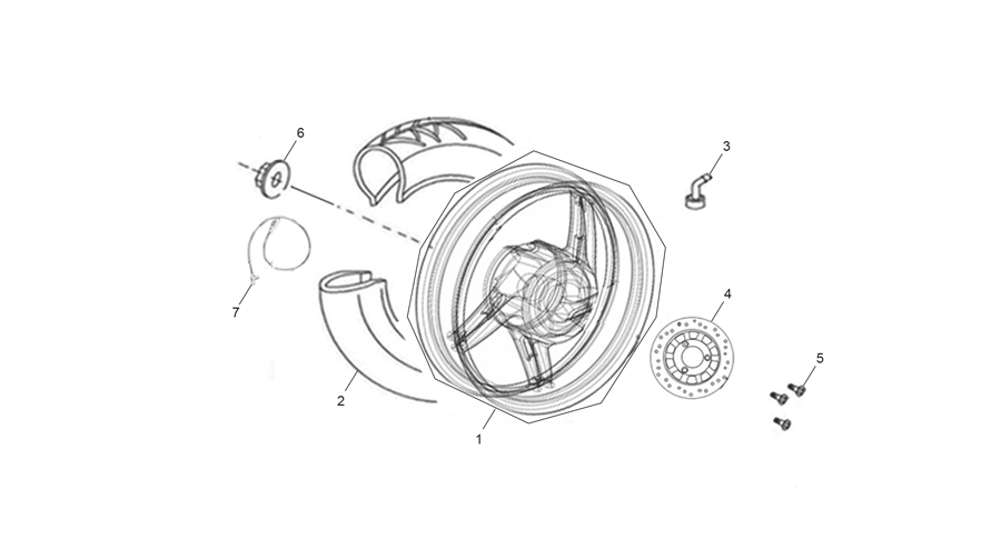 vue éclatée rear wheel - sherco 125 scorpa factory nardo grey 2026