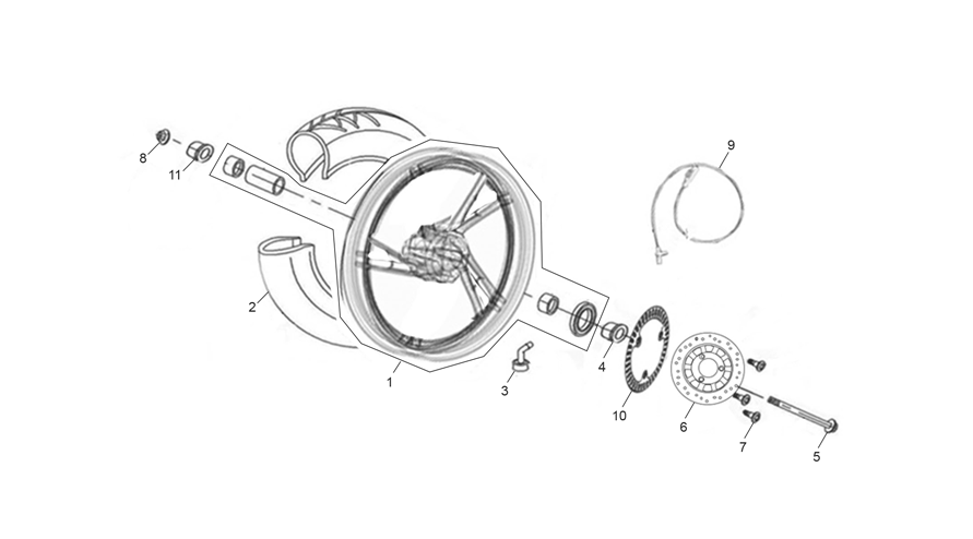 vue éclatée front wheel - sherco 125 scorpa factory nardo grey 2026