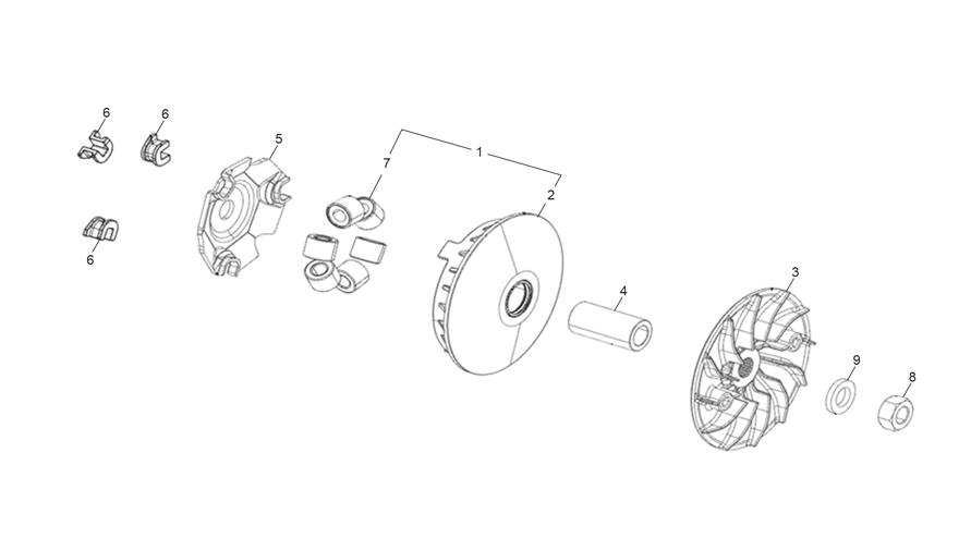 vue éclatée driving wheel assembly - sherco 125 scorpa factory nardo grey 2026
