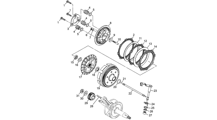 vue éclatée embrayage - sherco 125 hrd se factory rs 2023