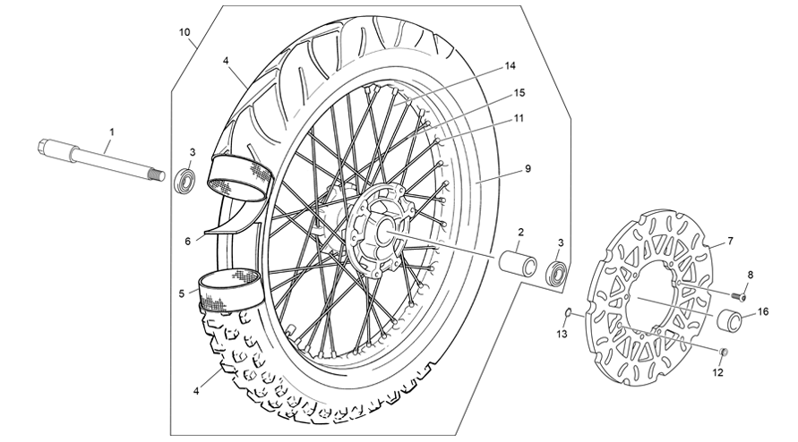 vue éclatée roue avant - sherco 125 hrd se factory rs 2025