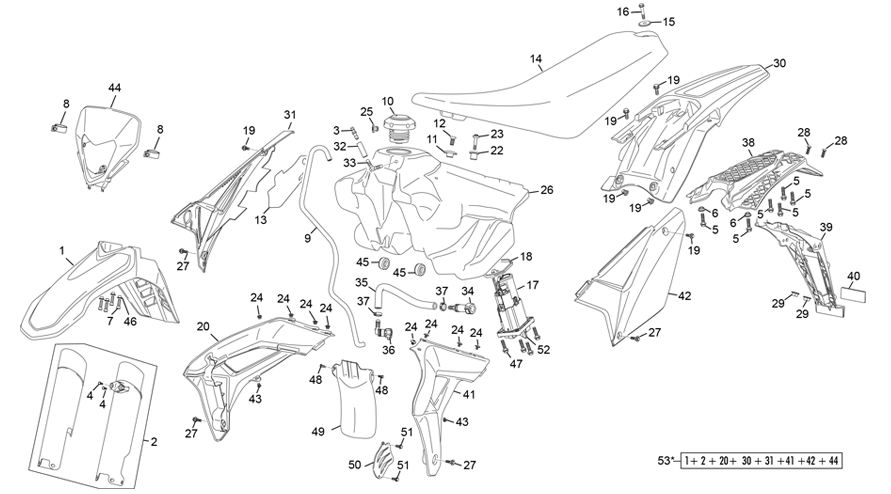 vue éclatée plastiques - sherco 125 hrd se factory rs 2025
