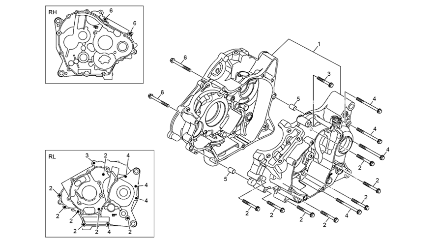 vue éclatée carters centraux - sherco 125 hrd se factory rs 2025