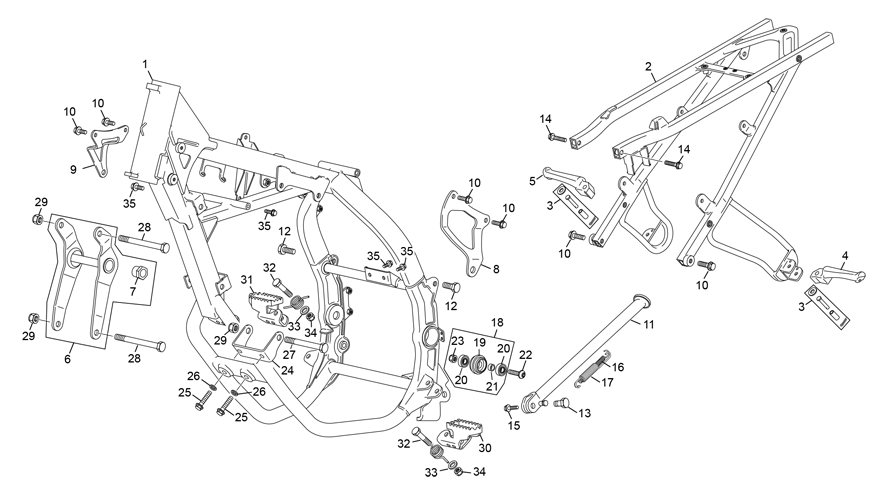 vue éclatée cadre - sherco 125 hrd se factory rs 2025