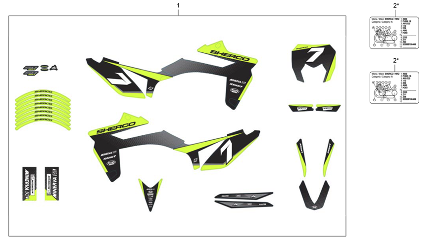 vue éclatée adhesif silver 7 - sherco 50 hrd sm red one r 2020
