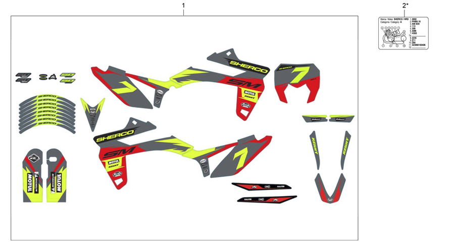 vue éclatée adhésif red one rs - sherco 50 hrd sm red one rs 2021