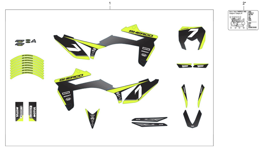 vue éclatée adhésif silver r - sherco 50 hrd sm red one r 2022