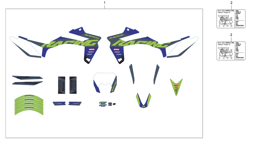 vue éclatée adhésif factory - sherco 50 hrd sm black moon r 2024