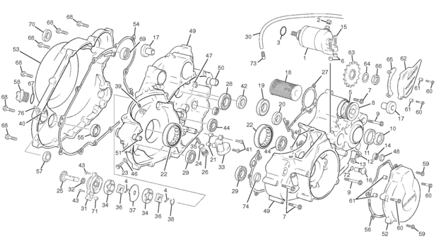 vue éclatée groupe carters - sherco moto sherco enduro 510 09 full ohlins 2009