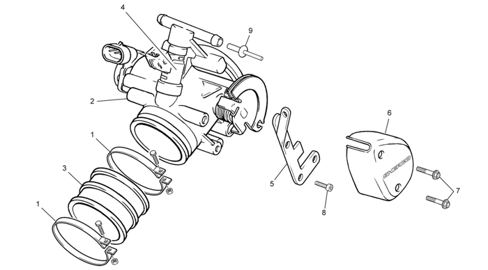 vue éclatée corps d'injection - sherco moto sherco enduro 510 11 2011