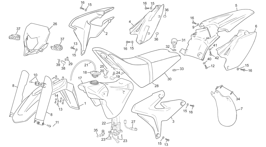 vue éclatée plastiques - sherco moto sherco enduro 510 13 racing 2013