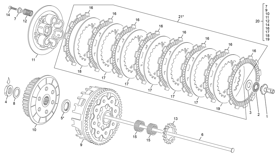 vue éclatée embrayage - sherco 500 sef-r factory homol 2021
