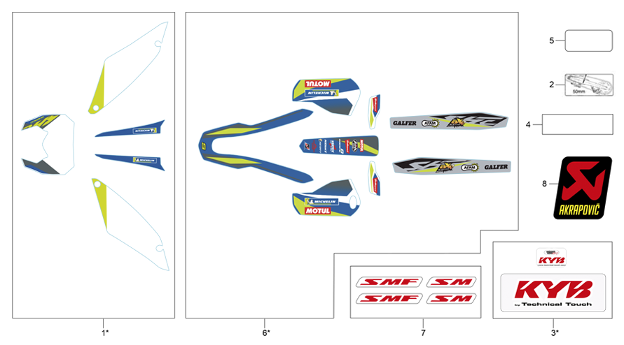vue éclatée adhésifs - sherco 500 smh factory plus 2021