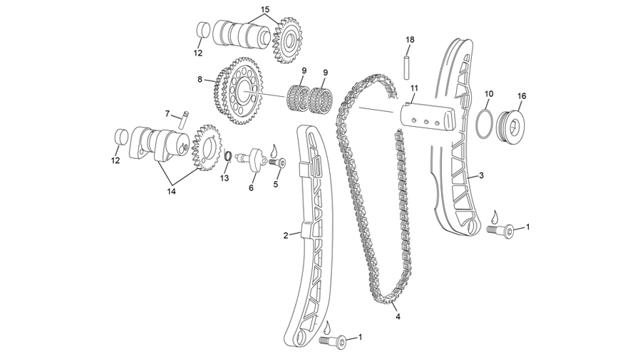 vue éclatée systeme distribution - sherco 500 smh factory plus 2021