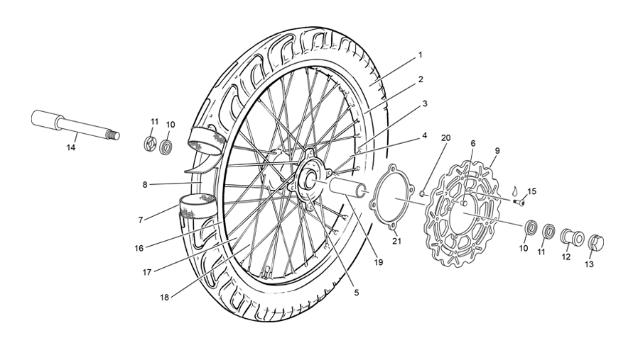 vue éclatée roue avant - sherco 500 smf-f 4t factory homol 2023