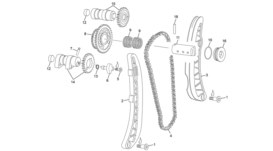 vue éclatée systeme distribution - sherco 500 smf-f 4t factory homol 2023