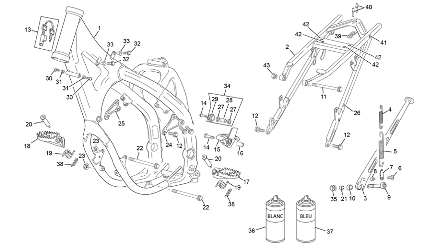 vue éclatée cadre - sherco 500 smf-f 4t factory homol 2023