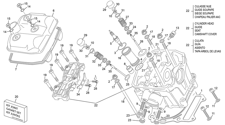 vue éclatée culasse - sherco 500 smf-f 4t factory homol 2023
