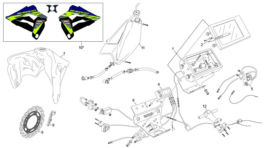 vue éclatée kit rally light - sherco 500 sef-f factory homol 2024
