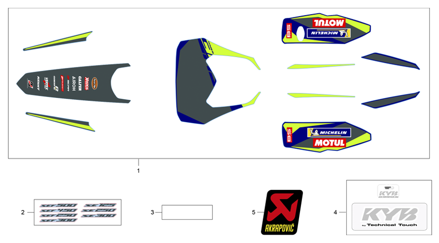vue éclatée adhésifs - sherco 500 sef-f factory homol 2025