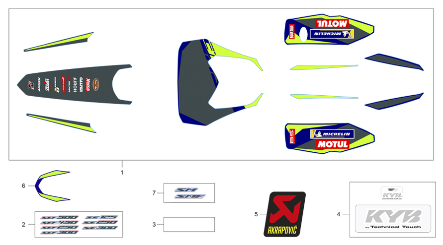vue éclatée adhésifs - sherco 500 smf-f 4t factory homol 2026