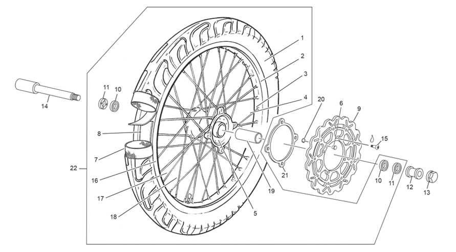 vue éclatée roue avant - sherco 500 smf-f 4t factory homol 2026