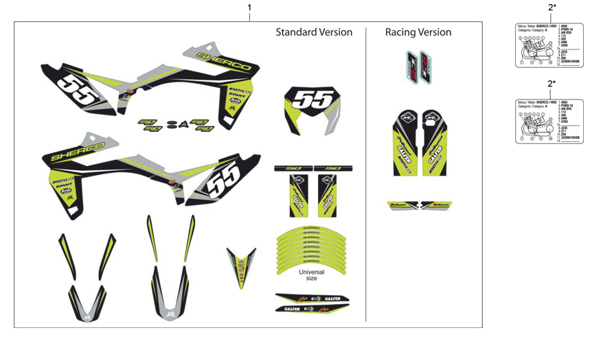vue éclatée adhesif silver - sherco se 50 factory rs 2018