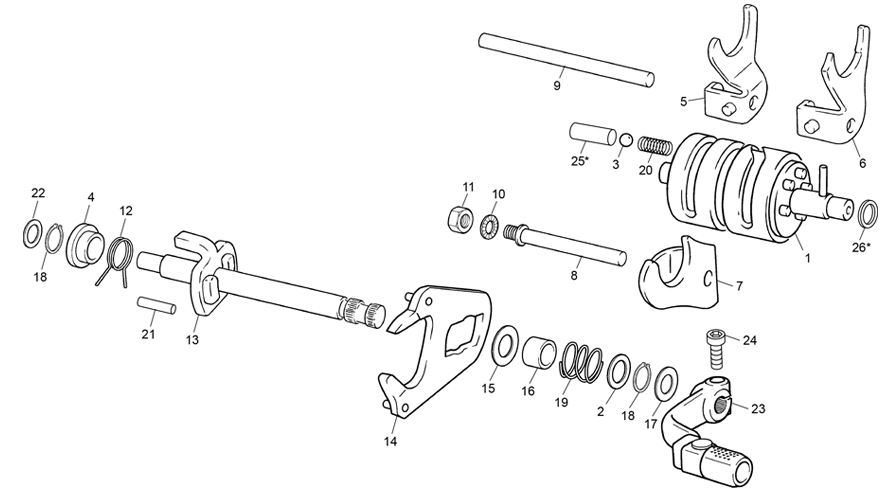 vue éclatée sélecteur - sherco 50 hrd se factory r 2022