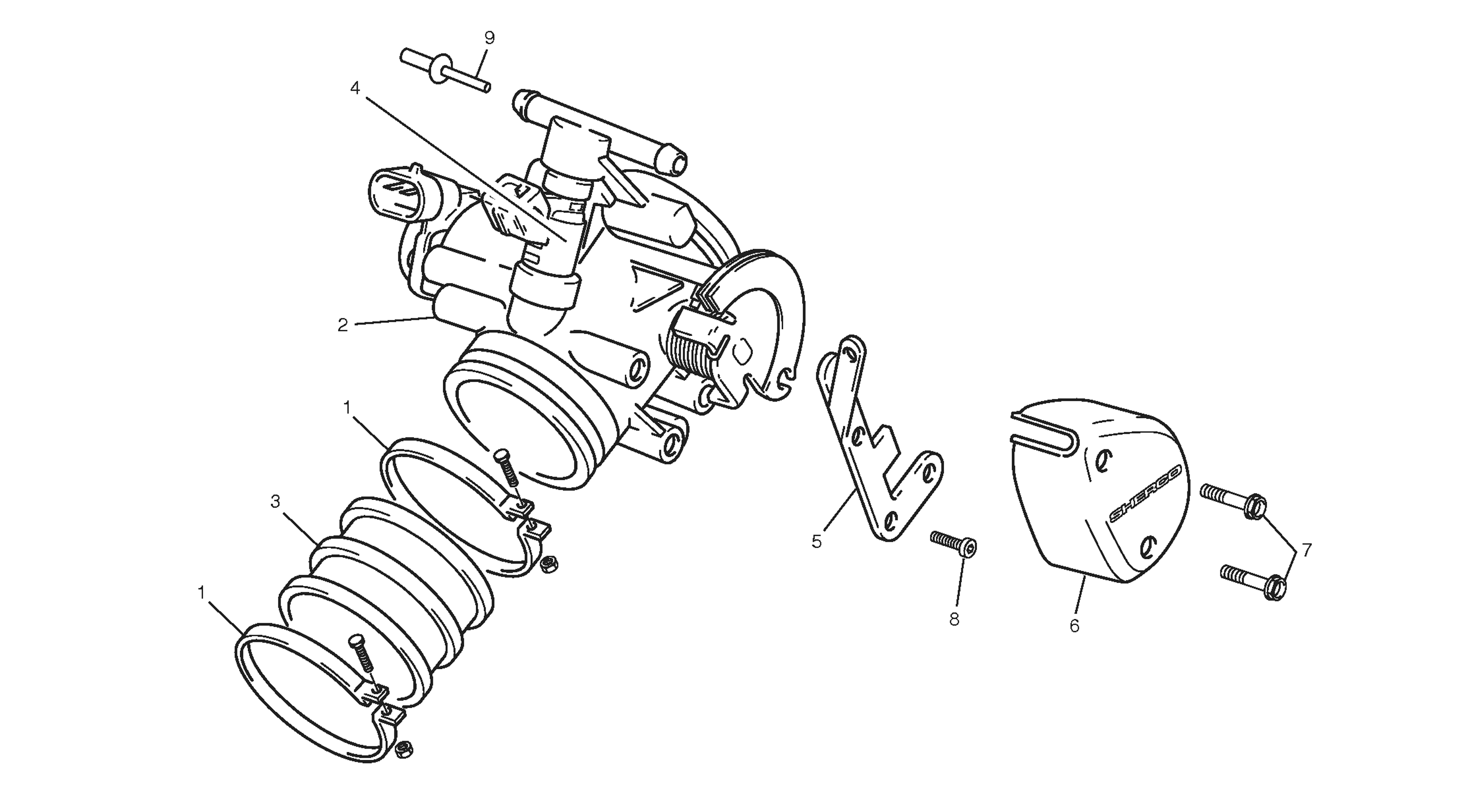vue éclatée corps d'injection - sherco moto sherco enduro 250 09 2009