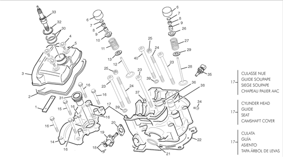 vue éclatée culasse - sherco moto sherco enduro 250 09 ohlins 2009