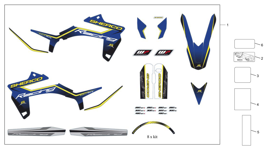 vue éclatée adhésifs - sherco moto sherco enduro 250 sef 2016