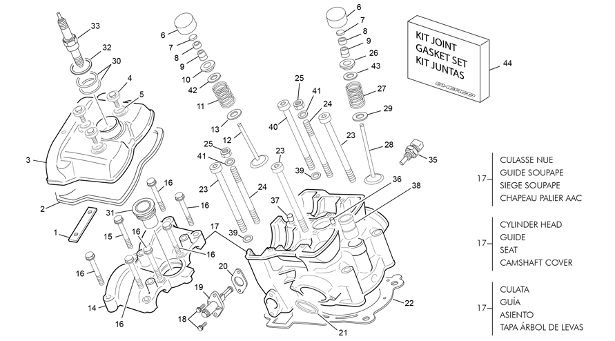 vue éclatée culasse - sherco 250 scf-r cross country 2018