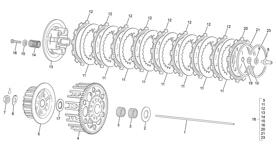 vue éclatée embrayage - sherco 250 sef-r racing 2020