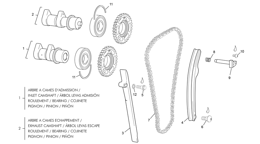 vue éclatée systeme distribution - sherco 250 sef-r factory 2022