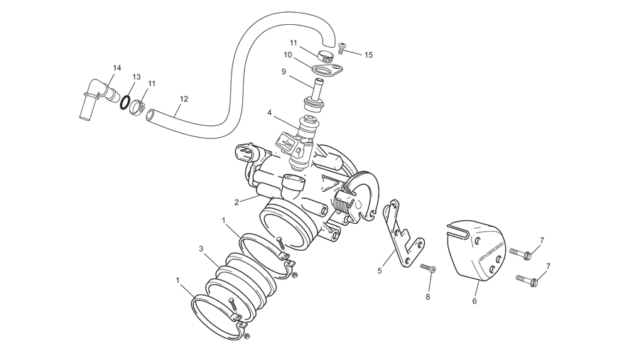 vue éclatée corps d'injection - sherco moto sherco enduro 300 12 2012