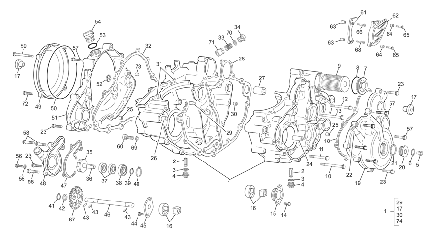 vue éclatée groupe carters - sherco moto sherco enduro 300 r13 2013